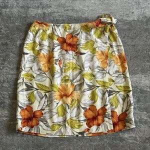 Tommy Bahama Skirt Womens Medium 8/10 Silk Floral Wrap Hawaiian Tropical Vintage